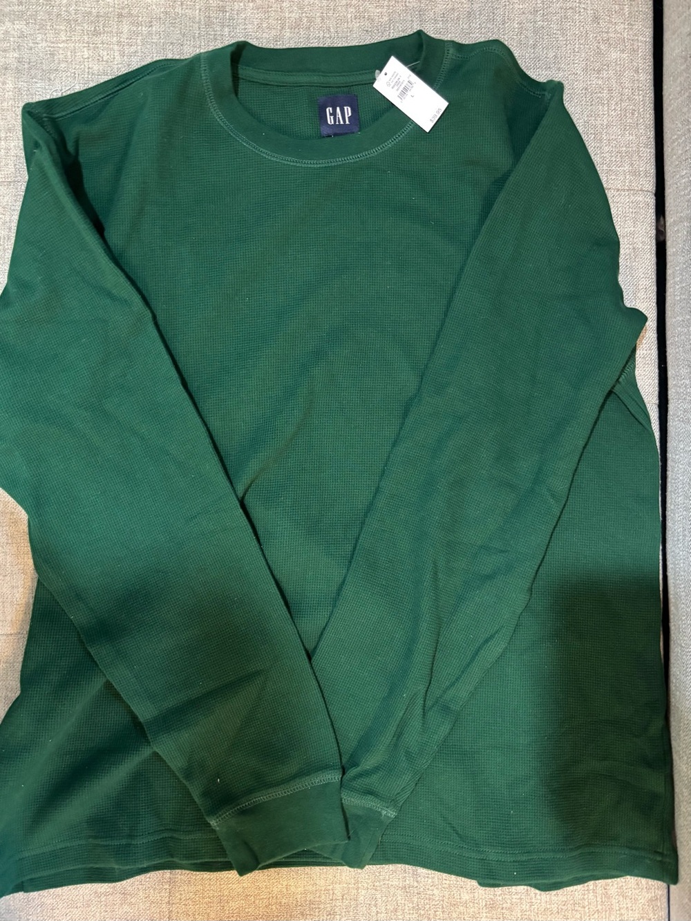 GAP Men’s Waffle Crew T-Shirt Evergreen Green Size L NWT